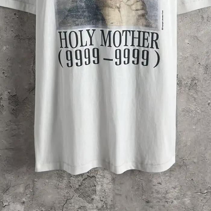 T-shirt Saint Print pour Hommes et Femmes, Motif Lettres Avant et Arrière, Coupe Oversize, Style Vintage Hip Hop Streetwear, Manches Courtes
