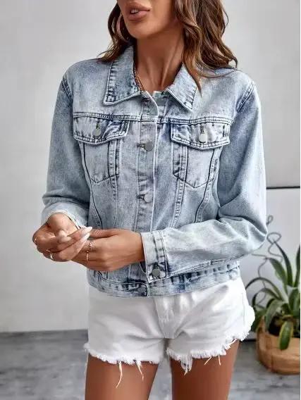 Nouvelle veste en jean pour femme, printemps-automne, polyvalente, slim, à manches longues