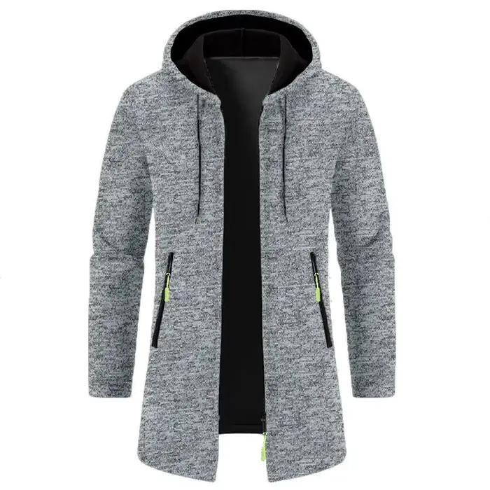 Sweat-shirt à capuche pour homme, manches longues, fermeture éclair, surdimensionné, haut d'hiver, manteau, pull noir