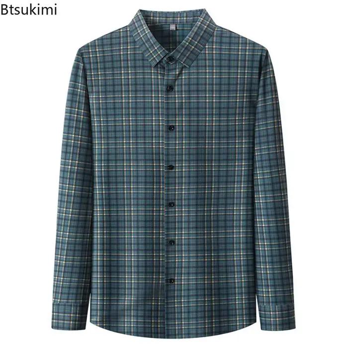 Chemise à carreaux à manches longues pour hommes automne et hiver nouveaux Styles élastique sans repassage affaires