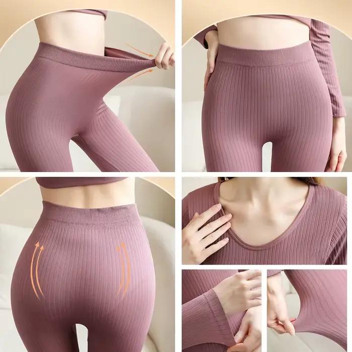 Sous-vêtement thermique sans couture à manches longues pour femmes