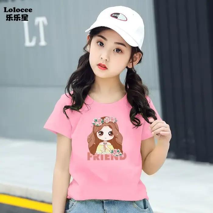 T-shirt en coton respirant Happy Fleece Design pour filles