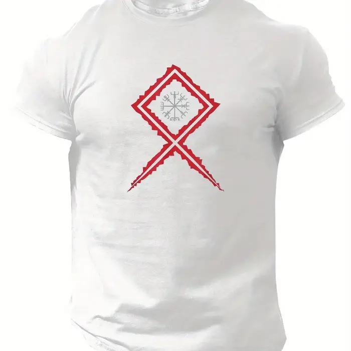 Hommes mythologie nordique boussole graphique T-Shirt bleu Royal à manches courtes col rond
