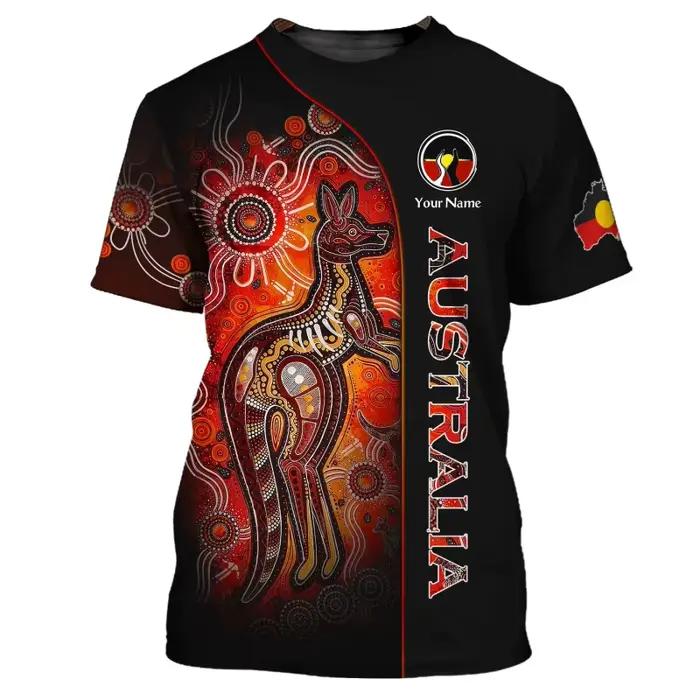 Impression complète Australie Symbole Aborigène T-shirt Indigène Pour Hommes D'été À Manches Courtes Grande Taille