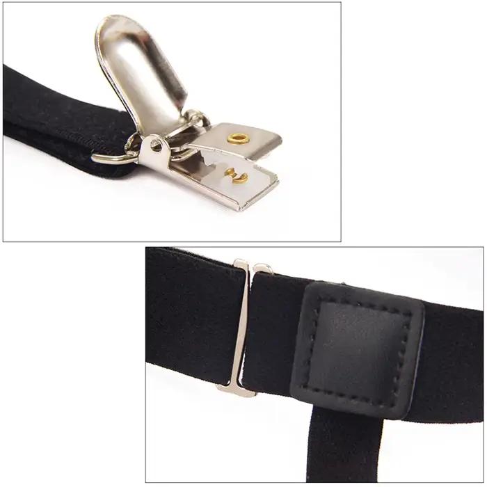 Ceinture de jarretelles pour hommes, avec pinces de verrouillage, jarretelles élastiques réglables, porte-chemise, sangle de jarretelles pour jambes et cuisses