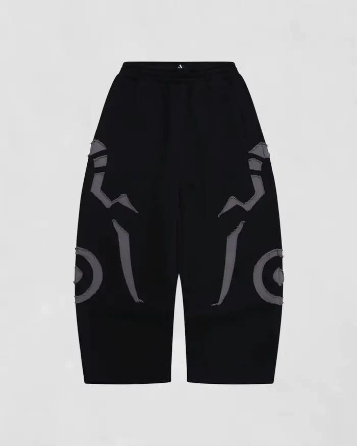 Ensemble sweat-shirt à capuche noir inspiré de la mode masculine et pantalon de jogging streetwear avec empiècements contrastants