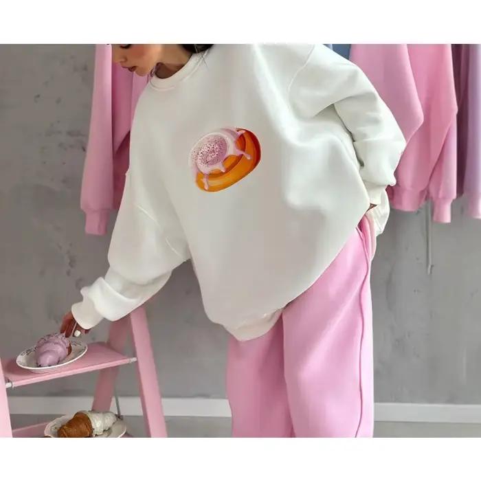 Sweatshirt femme doublure polaire coupe ample amincissant manches longues col rond automne hiver 2025 nouveau style décontracté