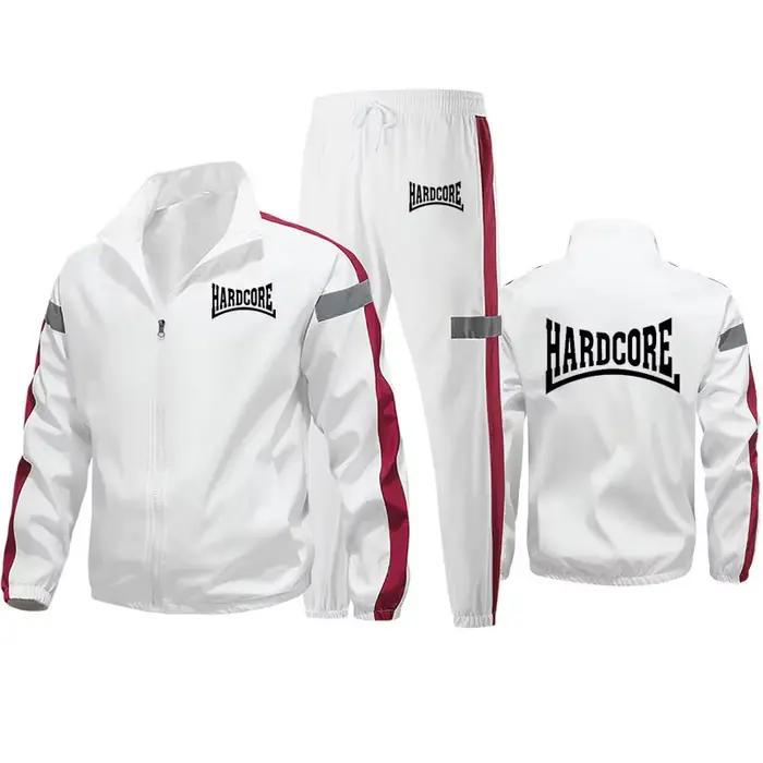 M-6XL mode survêtement hommes costume imprimé Hardcore automne nouvelle veste Cardigan à fermeture éclair + pantalon