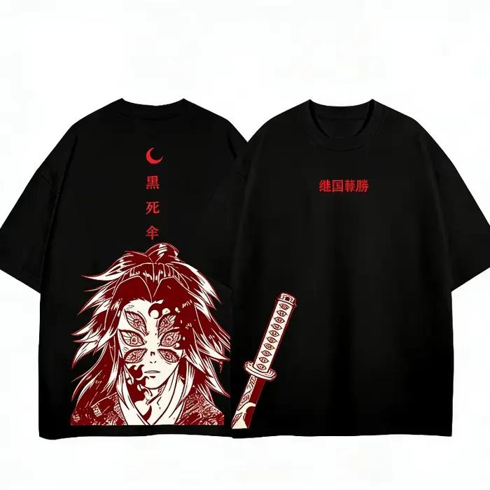 T-shirt pour homme Kimetsu No Yaiba en coton noir