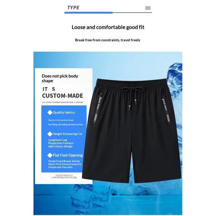 Shorts de jogging d'été en soie glacée à séchage rapide pour hommes