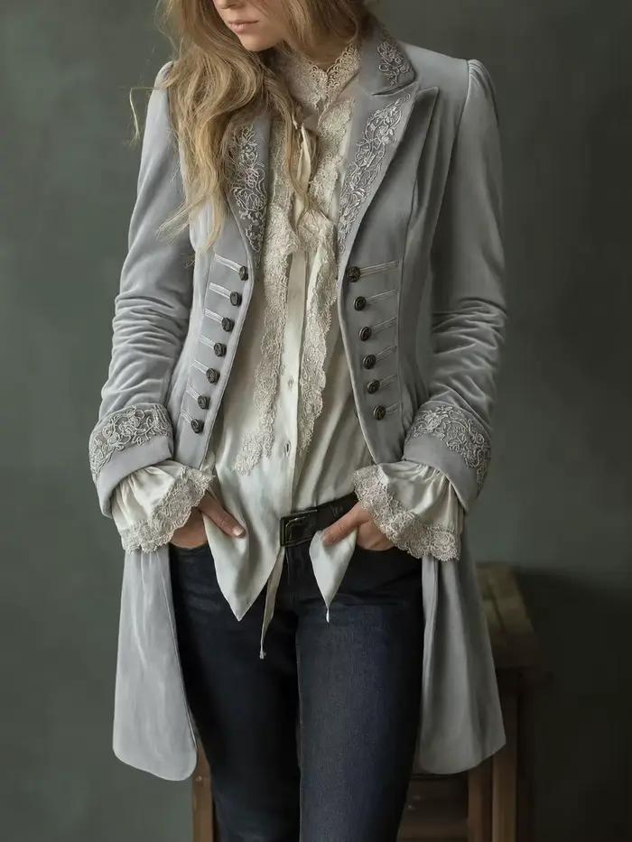 Veste Vintage en velours doré pour femme