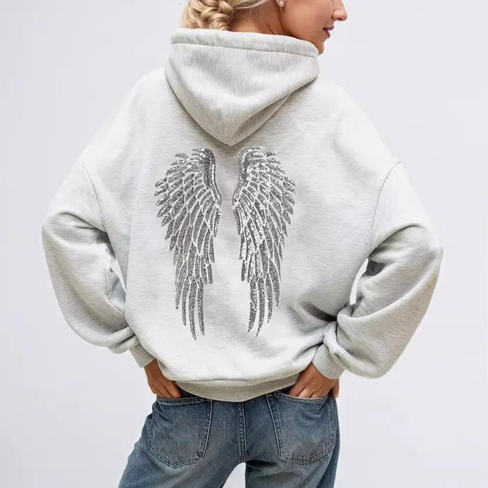 Ensemble sweat à capuche ailes d'ange à paillettes pour femmes