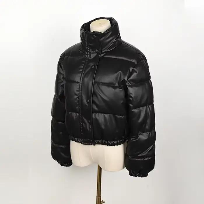 Parka d'hiver manteau femme veste épaisse chaude femmes mode noir PU cuir manteaux