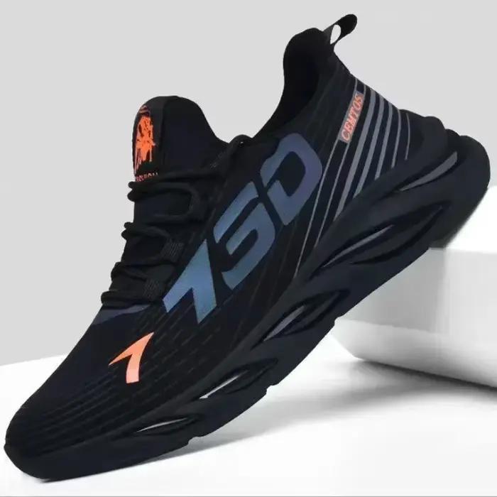 Chaussures de course légères en tissu coton respirant pour hommes, baskets de sport, style géométrique, tendance été, parfaites pour les courses de longue distance et les sorties décontractées
