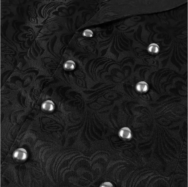 Gilet de costume noir pour homme ; Tissu jacquard
