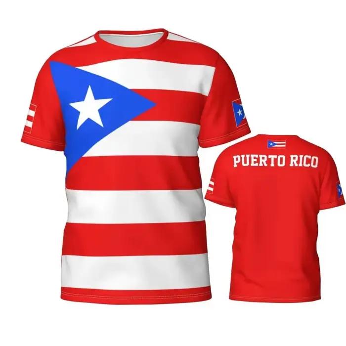 Puerto Rico Drapeau Badge Graphique T-shirts Football Sports 3D Imprimé T-shirt Unisexe Maillots Équipe Costume De Mode