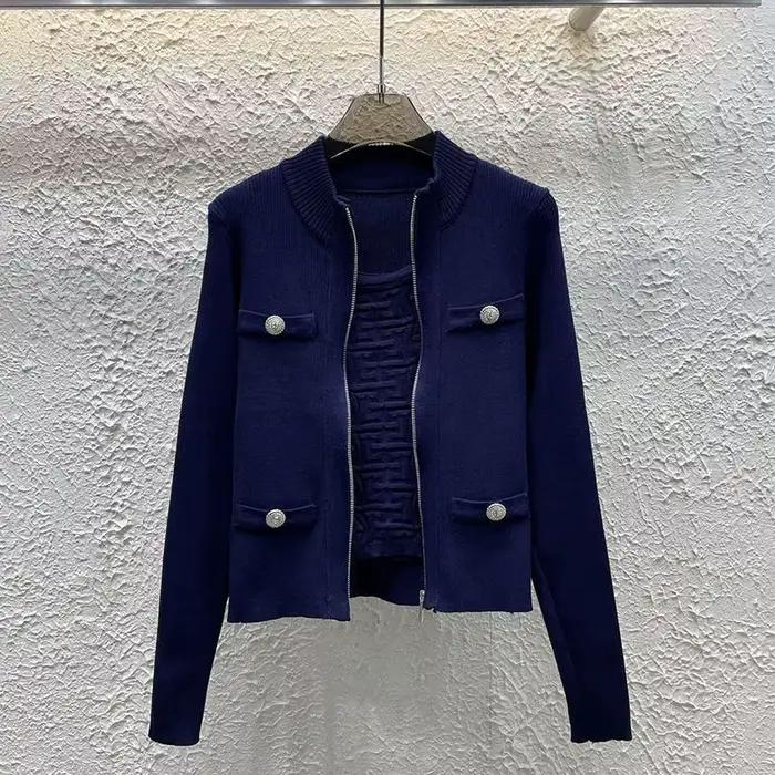 Gagarich Style français petit parfum mode léger luxe boucle en or tricoté Camisole Cardigan coupe ajustée minceur deux pièces ensemble