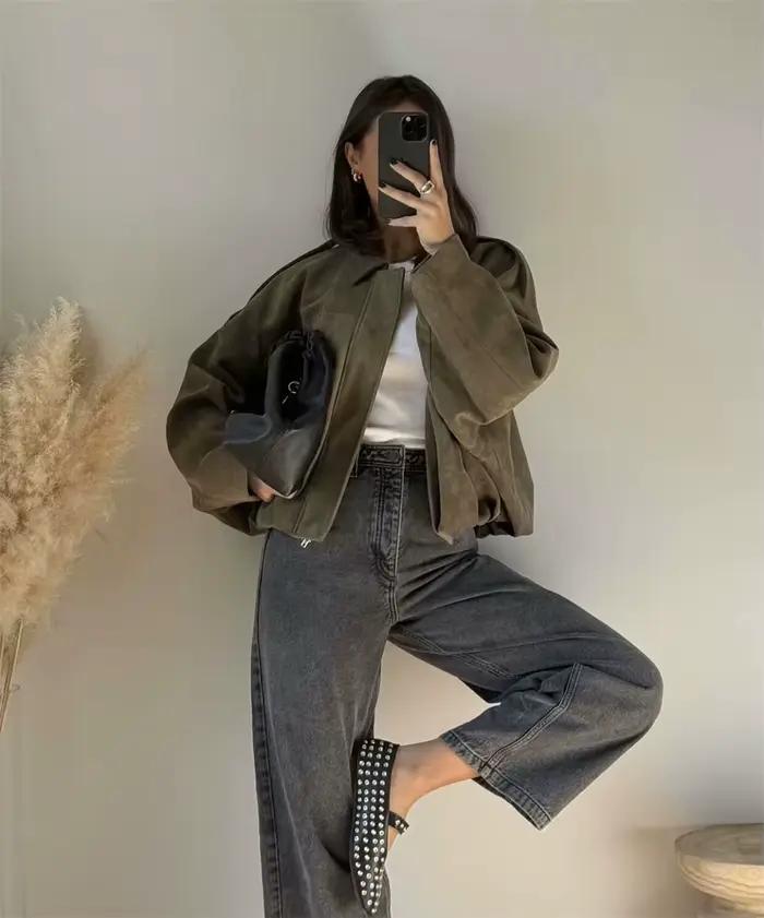 Blousons Bomber Élégants Militaires pour Femmes