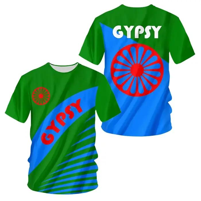 T-shirt imprimé en 3D pour hommes et garçons, style romani, streetwear vintage, vêtement de sport, maillot de jogging, occasion décontractée