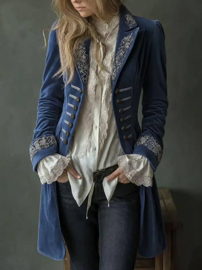 Veste Vintage en velours doré pour femme