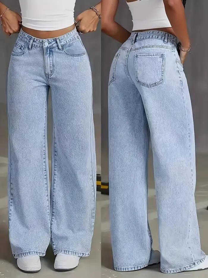 Jean pour femme Y2k, vêtements bleu clair