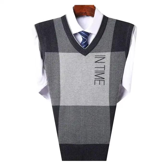 Pull en tricot à carreaux pour hommes