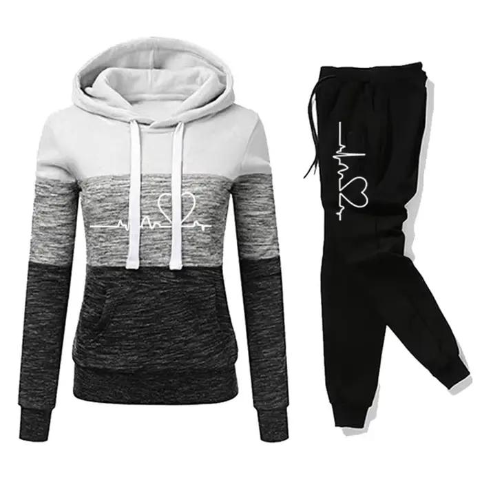 Femmes survêtement impression sweat à capuche pantalon