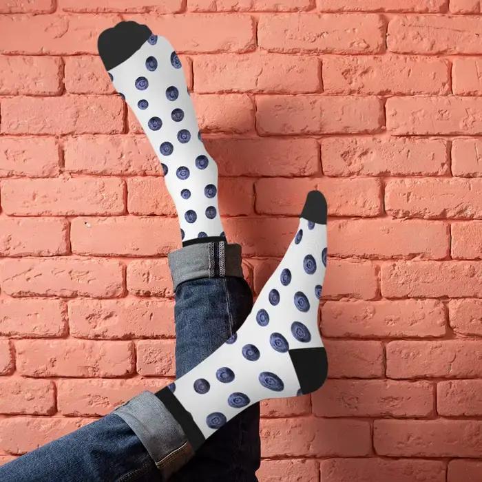 Chaussettes amusantes à motif de myrtille et de fruits frais