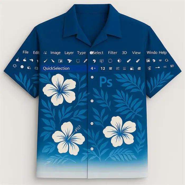 Chemise hawaïenne avec image imprimée en 3D