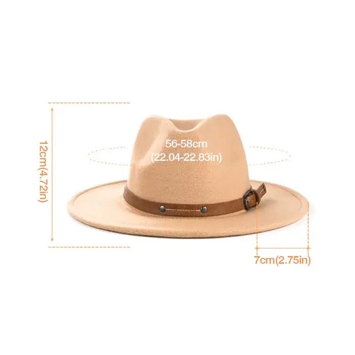 Chapeau Fedoras en laine avec ceinture pour femmes et hommes