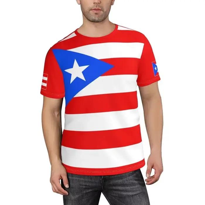 Puerto Rico Drapeau Badge Graphique T-shirts Football Sports 3D Imprimé T-shirt Unisexe Maillots Équipe Costume De Mode