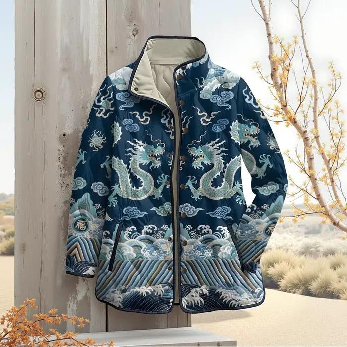 Veste chaude traditionnelle chinoise imprimée nuage de Dragon