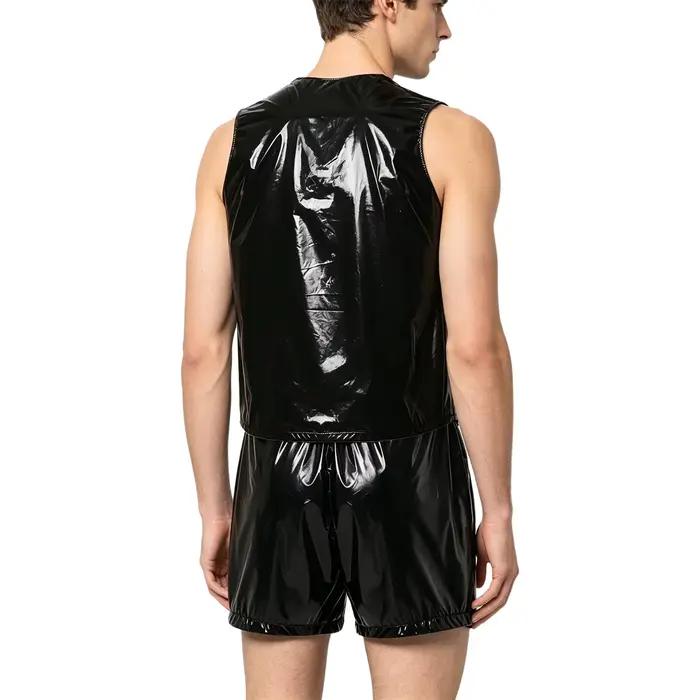 Ensemble deux pièces imperméable pour homme : débardeur et short boxer à boutons latéraux
