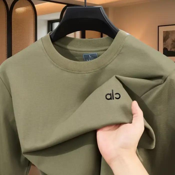 T-shirt Décontracté Confortable à Manches Longues pour Homme, Marque de Mode Haut de Gamme, avec Badge Lettres Exquis et Fermeture Éclair Décorative, Printemps-Automne