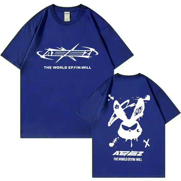 T-shirt Ateez Album Le Monde EP Fin Will Tour Printemps Été Casual Hip Hop Style Décontracté Hommes Femmes
