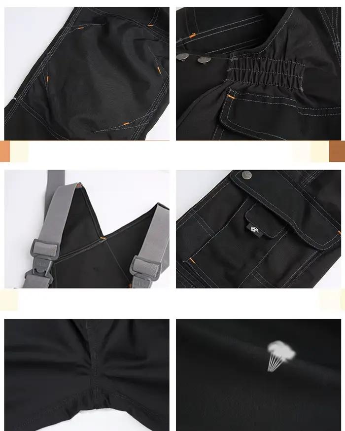 Soudage imbibé Travail Bavoir Salopette De Protection Veste De Travail Hommes Vêtements De Travail Outillage Uniforme Mécanicien Multi-Poche Cargo Pantalon S-5XL
