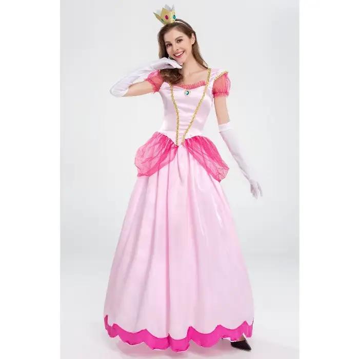 Costume de princesse rose pour femmes, tenue de cosplay pour adultes, fête d'anime, Halloween, mascarade, déguisement de reine, jeu de rôle, robe fantaisie