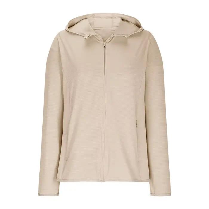 Femmes sweat à capuche d'été fermeture éclair légère chemise de soleil randonnée vestes athlétiques à manches longues