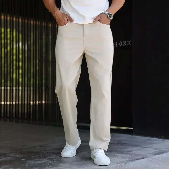 Pantalon décontracté beige pour homme