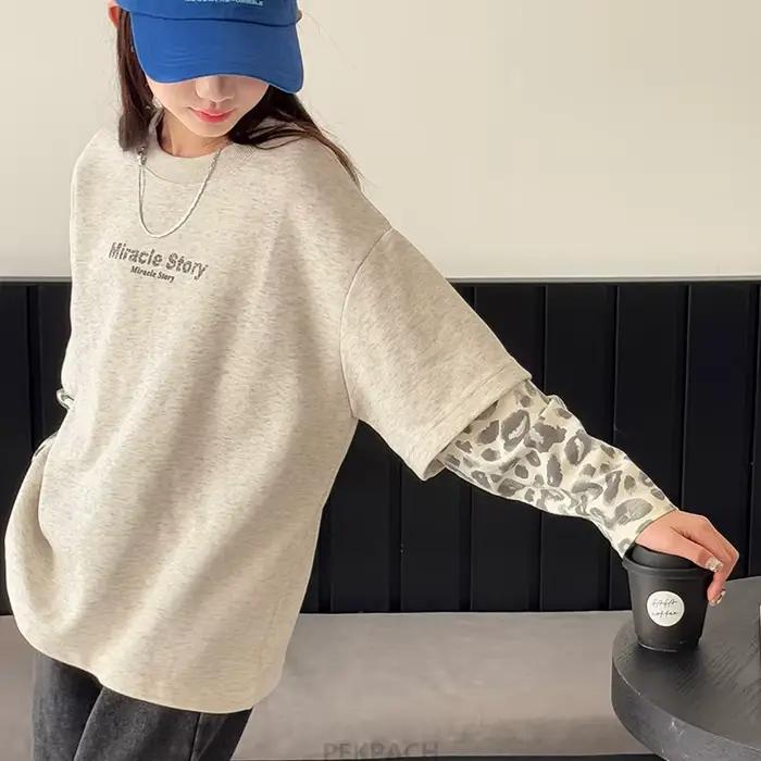 Sweat-shirt à manches léopard pour enfants