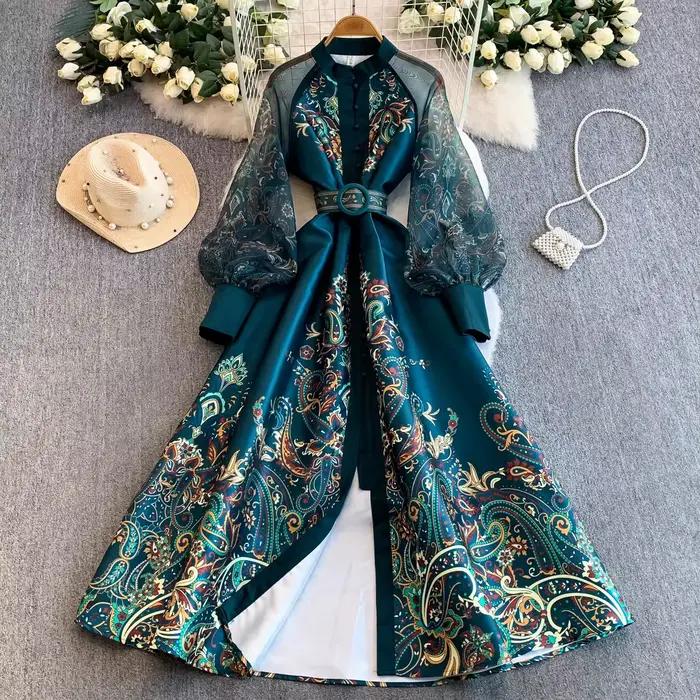Robe longue maxi vintage pour femme