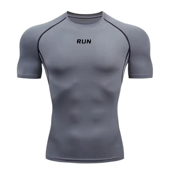 T-shirt de compression pour homme, vêtements de musculation, manches courtes, séchage rapide, t-shirts de sport, hauts de sport, tee-shirt de gym, t-shirt de course pour homme