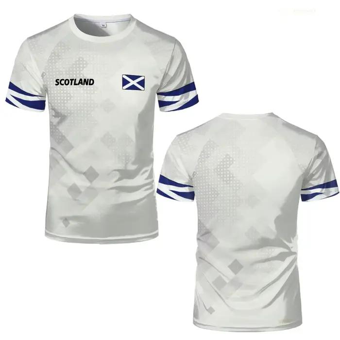 T-shirt unisexe d'été respirant à imprimé dégradé motif drapeau écossais pour homme