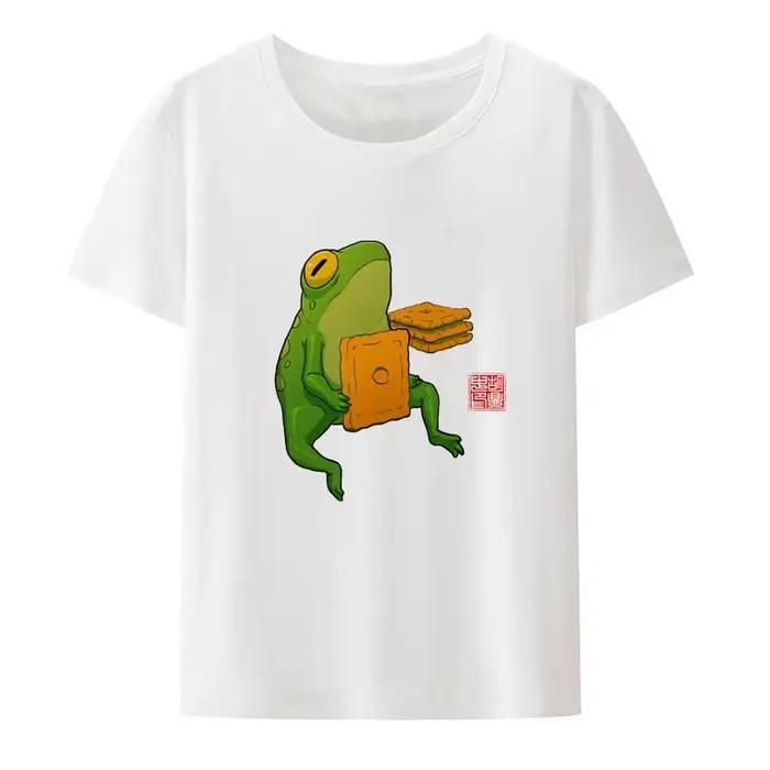 J'ai des grandes sentiments grenouille impression T-shirt Harajuku col rond Punk nouveau Style respirant Anime Humor