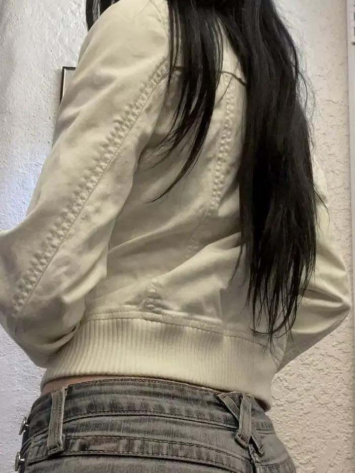 Veste courte vintage Harajuku pour femmes, coupe couverte, style streetwear Y2K, polyester et coton, automne hiver