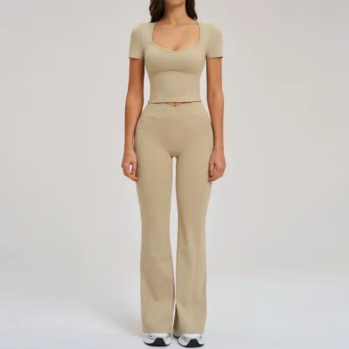 Ensemble de survêtement moulant nude pour femme