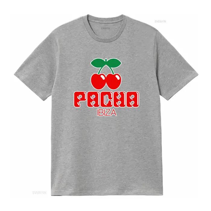 T-shirt Pacha Ibiza Logo Cherry Print homme et femme style décontracté et vintage polyester élasthanne pour running et loisirs toute l'année