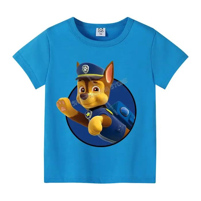 T-shirt Paw Patrol pour enfants, vêtements de dessin animé Chase Skye, vêtements d'été pour garçons et filles, vêtements d'anime Kawaii, col rond, cadeau