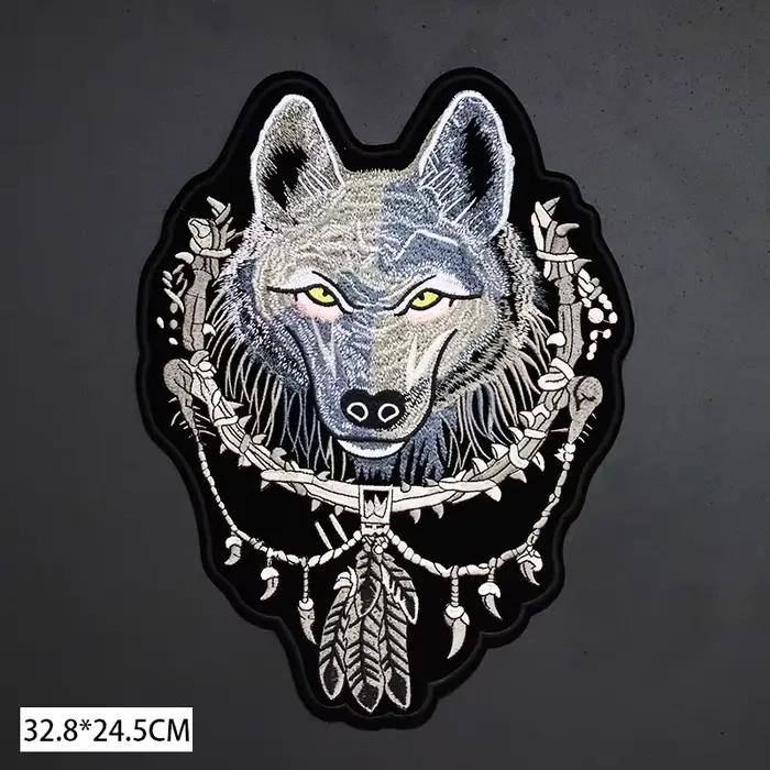 Fer sur rayures pour vêtements Patch bricolage loup sanglier broderie patchs grande taille Punk Badge autocollants