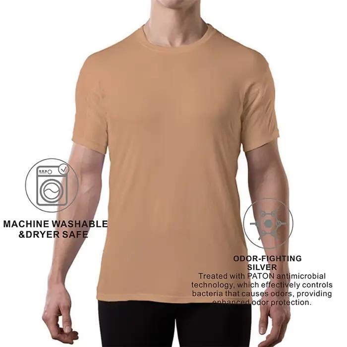 T-shirt à col rond avec coussin anti-transpiration pour homme, maillot de corps uni, t-shirt respirant décontracté, haute qualité